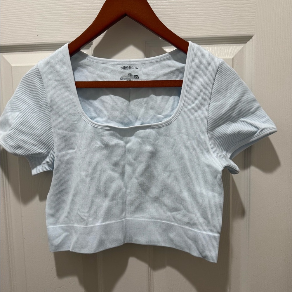 Wild Fable Sky Blue Ribbed Crop Top